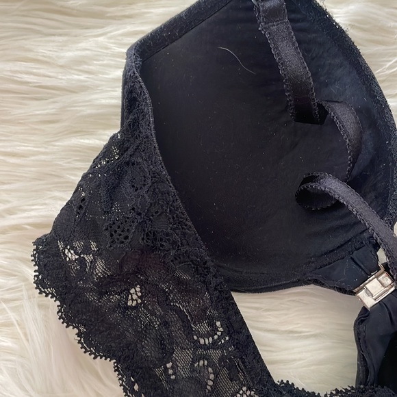 Adore me black criss cross back lacy detailed bra sz 34B front clasp padded - Picture 15 of 17